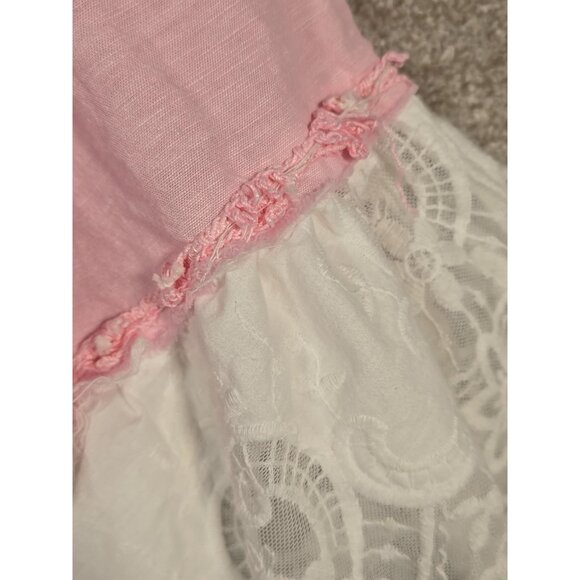 OOAK Magnolia Boho Tunic Upcycle Shacket Cover Up Cotton Linen Blend Pink Sz XL - Picture 13 of 16